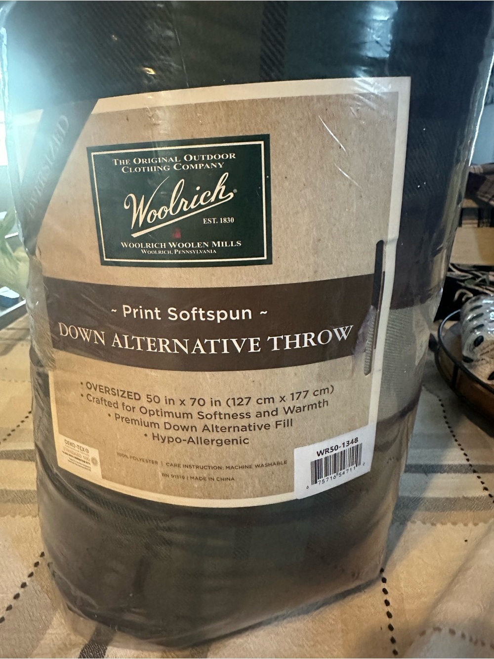 Woolrich Dark Green Down Alternative Throw Blanket